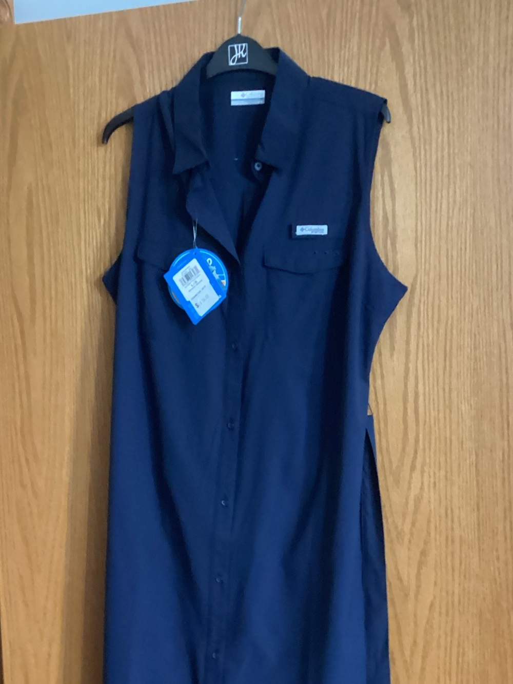 Columbia Navy Sleeveless Button-Front Outdoor Shirt Dress